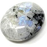 Karma Gems Natural Rainbow Moonstone Oval Worry Stones - Palm Pocket Energy Stone - Hand Carved Moonstone - Healing Crystal for Chakra Reiki Balancing - Polished Gemstones for Anxiety & Meditation