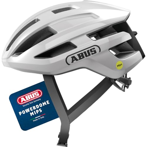ABUS Rennradhelm PowerDome MIPS - leichter Fahrradhelm mit cleverem Belüftungssystem und Aufprallschutz - Made in Italy - für Damen und Herren - Weiß