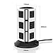 Power Strip Tower SAFEMORE Surge Protector Desktop Charger Station 12 Outlets Multiple Plug Outlet 110V-250V (6.5ft / 2M Long Power Cord) for Small Home, Kitchen and Office Appliance -White +Black
