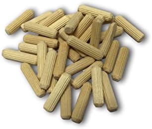 100 Pack 5/16" x 1" Wooden Dowel Pins Wood Kiln Dried Fluted and Beveled, Made of Hardwood
