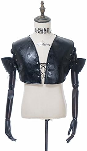 Gothic Punk Warrior Armor Jacket, Jacquard Leather Vest Jacket Black Jacket