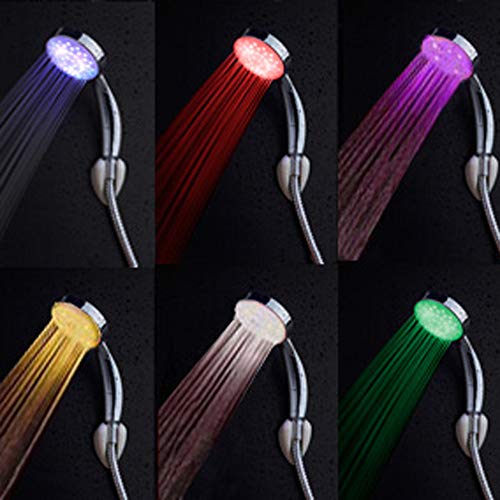 Jeeke 7 Colors Changing LED Ionic Shower Head,Water Bath Bathroom Filter Balls Filtration Shower Heads,Anion Energy Ball Handheld Shower for Dry Hair & Skin SPA-Ship from USA (Multicolour)