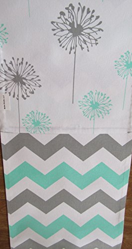 Crabtree Collection Double Sided Table Runner - (12 x 90, Noble Grey & Turquoise Chevron/Dandelion)