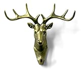Herngee Deer Single Wall Hook / Hanger Animal shaped Coat Hat Hook Home Decorations , Antique Brass Color