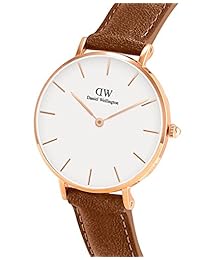 Daniel Wellington 'Petite' oro y piel Casual Reloj de cuarzo clásico, color: café (Modelo: dw00100172)