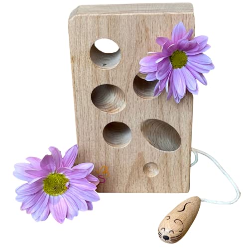 Wooden Cheese Lacing and Threading Activity Toy for Kids _ Mouse and