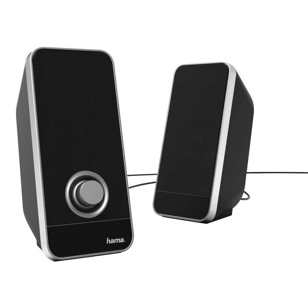 Hama Sonic LS-206 Dual PC Speakers | 2.0 Speakers for Computers and Notebooks | Power Supply via USB Port | Black