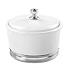 InterDesign York Ceramic Bathroom Vanity Canister Jar for Cotton Balls, Swabs, Cosmetic Pads - Large, White/Chrome