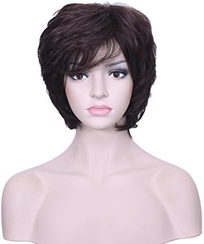 Deifor Short Curly Messy Hair Synthetic Fiber Wigs for Women Cosplay Daily Use Natural As Real Hair (Brown)