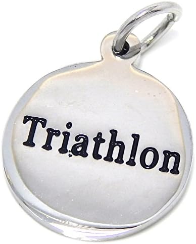 Stainless Steel Dangling Triathlon Plaque Charm Bead Fits Pandora Bracelet