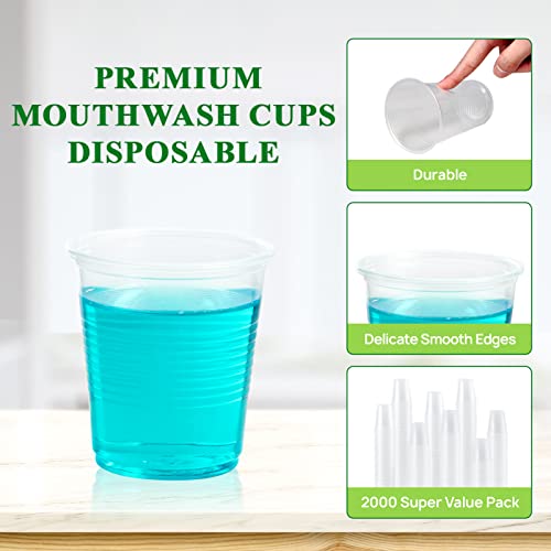 2000 Pack 3 OZ Clear Plastic Cups, Disposable Mouthwash Cups, 3 Ounce