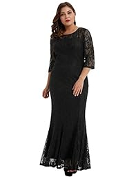 Vestido de noche Hanna Nikole para mujer, talla grande, con encaje en la cintura, diseño de sirena