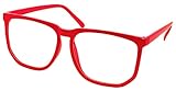 FancyG Retro Vintage Inspired Classic Nerd Square Clear Lens Glasses Frame - Red