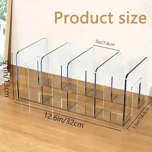 Bag Storage Organizer, 4 Pack Clear Plastic Handbag Shelf Stand, 4 Sections Bags Closet Shelf Divider for Closet, Display Holder Organiser for Purses, Clutches, Wallets, Book