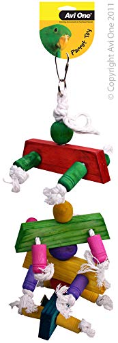 Avi One Parrot Toy Wood Coloured Rope Cyclone Bell 43cm L, One Size