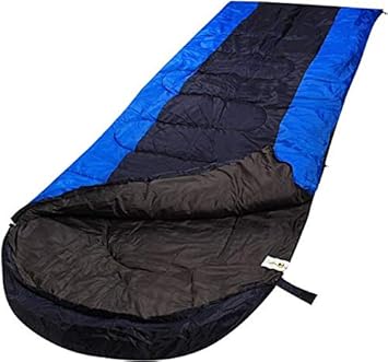 SHOPEE All Seasons Waterproof Adult Sleeping Bag for Camping, Hiking and Adventure Trips - Size: Adult (220 x 70 cm) (Color -Grey with Blue)