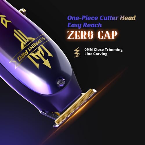 SUPRENT PRO Professional Hair Clipper - Brushless Motor & DLC Coated Blade - Zero Gap Trimmer - Gift Set (Purple)