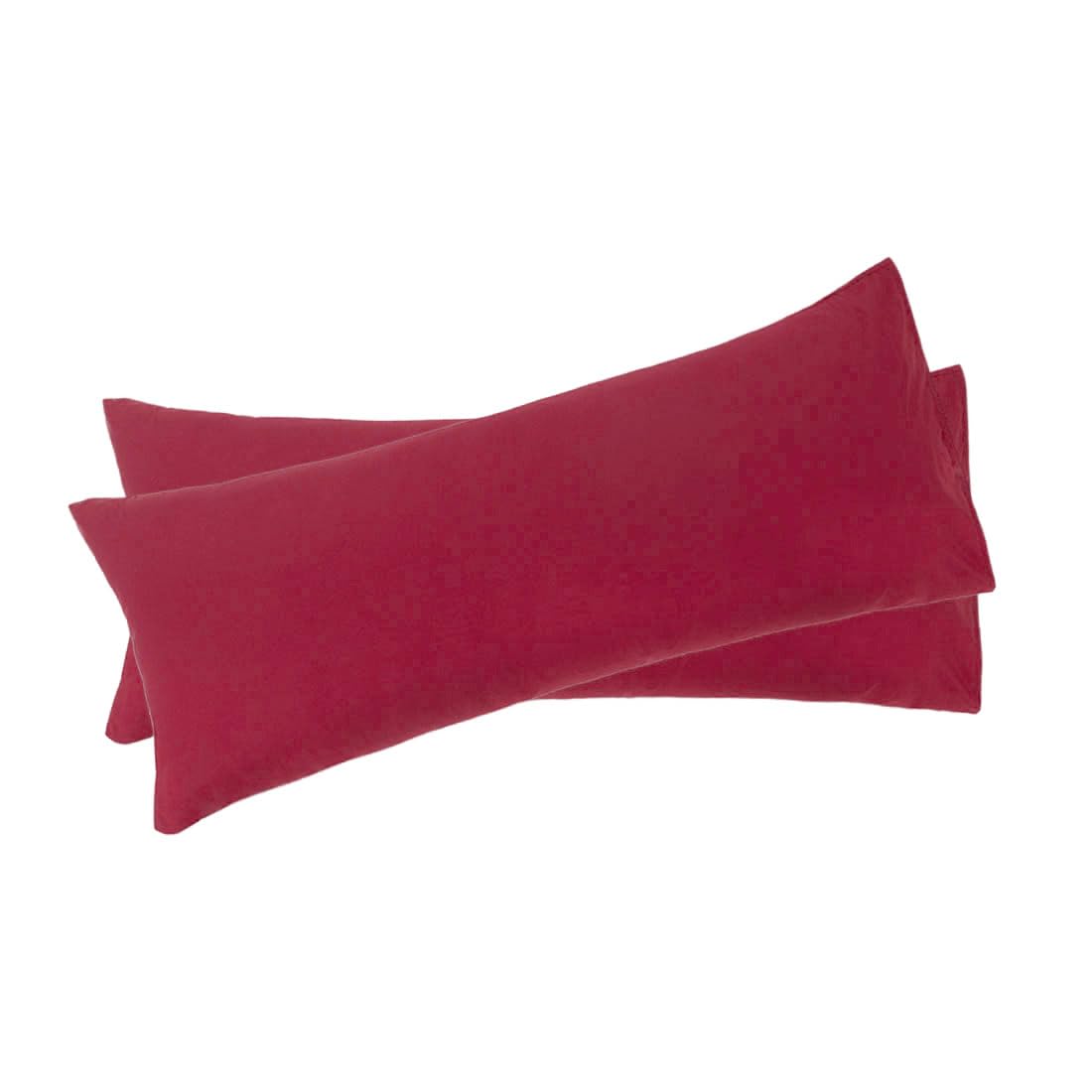 sourcing map Bolster Pillowcase Soft 1800 Series Microfiber 90 Gsm Ployester, Set of 2 Long Pillow Covers for Body Pillows 4ft, 4.5ft, 5ft, 6ft Wine Body(51cmx140cm)