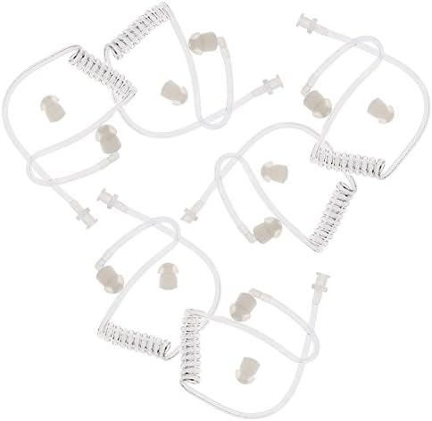 QJang Twist On Replacement Clear Coiled Acoustic Air Tube for Two Way Radio Headset Earpiece Earphone (Pack of 6)