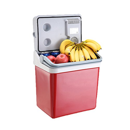 Click Here to See More Images YI HOME- Hand-Held Portable Car Mini Fridge Dual-Core Rapid Cooling Heating Home Travel Refrigerator Large Capacity 21L,Red