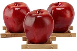 YANGSHINE Artificial Lifelike Simulation Apples Decorative Red Fruit for Home House Kitchen Thanksgiving Christmas Party Decoration, 3 Pack
