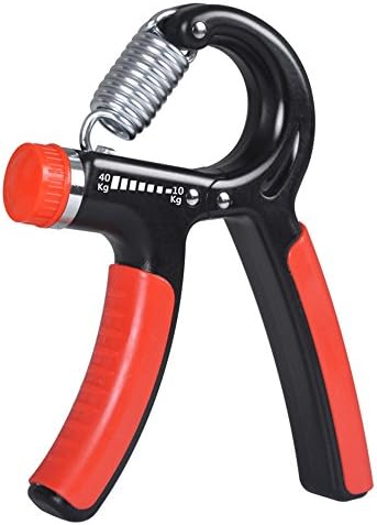 Hand Grip Strengthener Strength Exerciser Trianer with Adjustable Resistance 22-88 LBS for Athletes Pianists Kids Forearm Workouts, Orange/Black