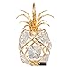 Matashi Home Decorative Tabletop Showpiece 24K Gold Plated Mini Pineapple Ornament Home Decor Gift for Christmas, Valentine's Day, Thanksgiving (Gold - Clear Crystals)