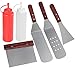 Grilljoy Griddle Accessories, Restaurant Grade, 3 Spatulas, 1 Chopper Scraper, 2 Bottles, 6 Piece Tool Kit for BBQ Grill, Great for Flat Top Cooking, Camping and Tailgating