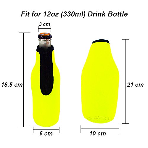 Acelane Neoprene Cooler Water Bottle Sleeve, Beer Holder, Glass Insulator Carrier – for 12 oz/330 ml Container (PURECOLOR)