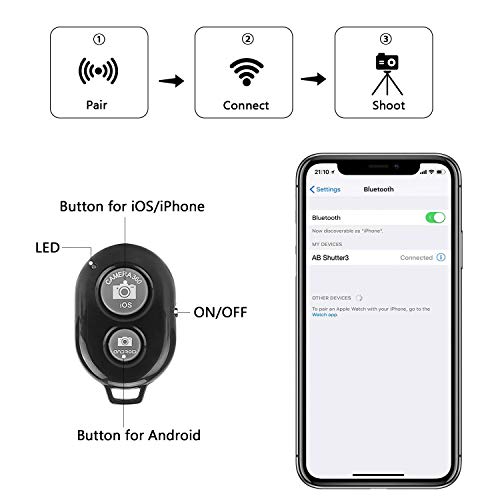 Bluetooth Selfie Stick Tripod,PEYOU 54 Inch Extendable Phone Camera Tripod Stand with Wireless Remote,Selfie Stick Compatible for iPhone 11/11 Pro/X/XR/Xs Max/8/7s,Galaxy S10/S9/Note 8, Huawei,Gopro - Thumbnail 6