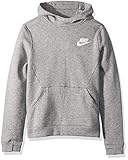 NIKE Sportswear Boys' Club Pullover Hoodie, Carbon Heather/Carbon Heather/White, Medium