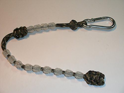 Ranger Pace Counter Skull Beads by RedVex - Woodland Cord - 13 inches - Choose your Skull color and Attachment (Translucent Skulls, Steel Carabiner)