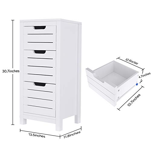 Tangkula Floor Cabinet 3 Drawers Wooden Storage Cabinet For Home Office Living Room Bathroom Side Table Sturdy Bedroom Night Stand White 12 X 12 X 25 Buy Online In Brunei