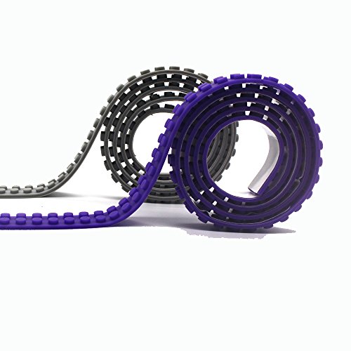 LattoGe Block Tape 2 Rolls for Kids Lego Figures Table Toys Self-Adhesive Baseplate Plates Walls Desks Christmas Birthday Supplies Room Art Decoration (2 Studs(Purple+Gray))
