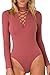 Mulisky Women's Lace Up Bandage Tight Bodysuit Cross Solid Jumpsuit Leotard S