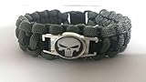 Punisher Paracord Survival Bracelet with Charm Two Color Choices By Bostonred2010 (FOLIAGE WITH BLACK LINE, 8)