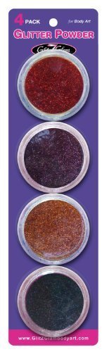 Glitter Tattoo Refill AUTUMN Extra Large Glitter 4 Pack for glitter tattoos & children temporary tattoos - HYPOALLERGENIC and DERMATOLOGIST TESTED!
