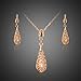 FAIRY COUPLE Tear Drop Filigree Floral Necklace and Earring Set Hook Jewelry Set S76