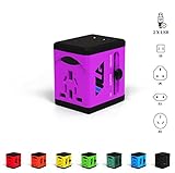 Travel Adapter Charger VLG - USB Charging Ports - Super Fast Charging - All International Standard Cell Phone/Desktop/Laptop/Touch Screen Tablet/Computer/GPS Chargers (Violet)