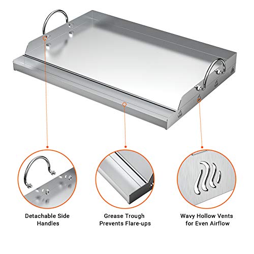 onlyfire Universal Stainless Steel Rectangular Griddle for Gas BBQ