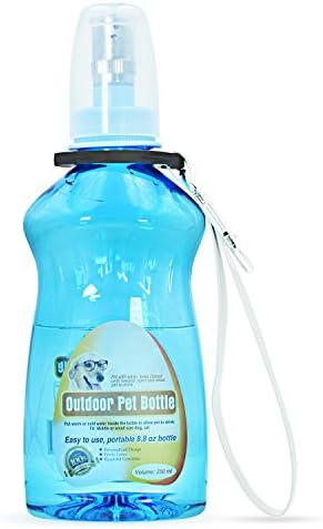 Meicent Pet Travel Water Bottle,Free Nylon Rope and Carabiner Clip, Patented Leakproof,100% BPA Free Plastic Bottle,Copper Nozzle,Portable Dog Water Dispenser for Hiking,Outing(Blue)
