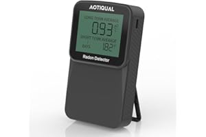 AOTIQUAL Digital Radon Detector LCD Display Dual USB Battery Power Options 3 Year Battery Life 10 Year Sensor Lifespan Accurate pCiL Concentration Detection for Home and Office Use