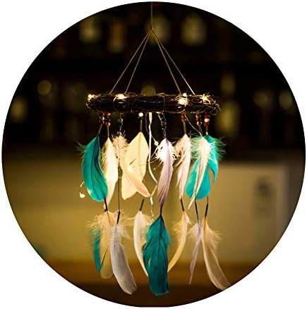 Artilady LED Dream Catcher for Bedroom - Light Dream Catchers Handmade Traditional Feather Dreamcatcher Wall Hanging Home Decoration Ornament Craft (Colorful Feather)