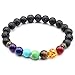 JOVIVI 7 Chakra Gemstone Bracelet Lava Stone Crystal Reiki Healing Balancing Natural Gemstone Round Beads 7inch Long