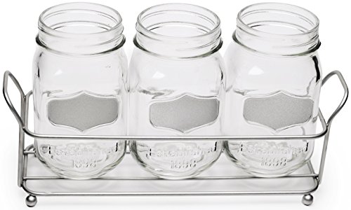 Click Here to See More Images Circleware 69071 Yorkshire Chalkboard Mason Jars, Silver-Chalkboard