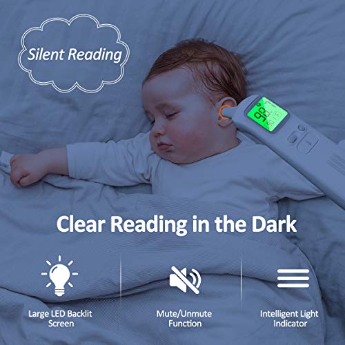 Baby Ear and Forehead Thermometer, EIVOTOR Medical Digital Infrared Temporal Thermometer for Fever, Instant Accurate Readings Suitable for Newborn, Infant, Toddler, Kid and Adult, FDA