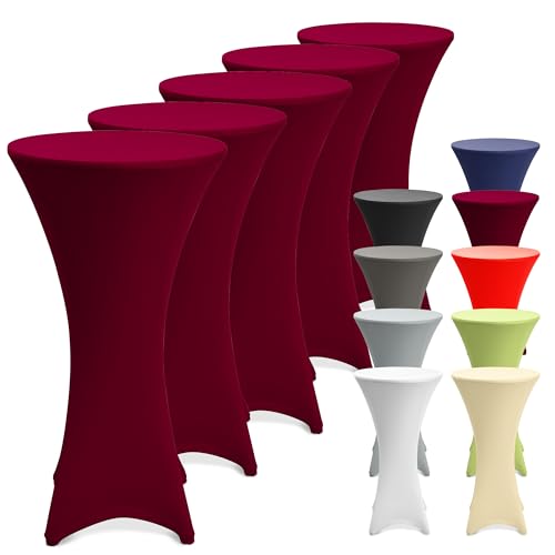 Beautissu 5er Set Stretch Stehtisch Hussen waschbar bügelfrei rutschfest
