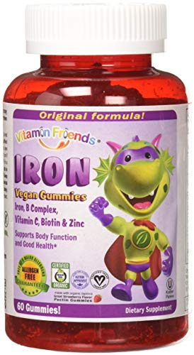 Vitamin Friends - Gummy Iron Supplements for Kids (60 Day) with B-Complex, Vitamin C, Zinc, Biotin - Iron Gummies Support Children Healthy Body Function & Iron Levels - Vegan, Organic, Allergen Free Vitamin Friends - Gummy Iron Supplements for Kids (60 Day) with B-Complex, Vitamin C, Zinc, Biotin - Iron Gummies Support Children Healthy Body Function & Iron Levels - Vegan, Organic, Allergen Free