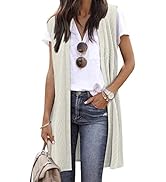ZXZY Women Casual Sleeveless Open Front Tunic Vest Long Cardigan Tops Coat