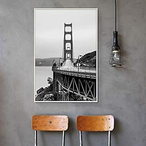 Floating Framed Canvas Wall Art for Living Room, Bedroom Black and White Building Canvas Prints for Home Decoration Ready to Hang - 16x24 inches